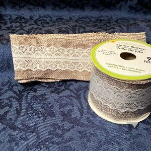 Burlap Ribbon with Lace Trim